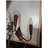 Image 2 : LOT OF MCM BRASS AND WOOD CANDLESTICKS, WALL SCONCE LIGHT