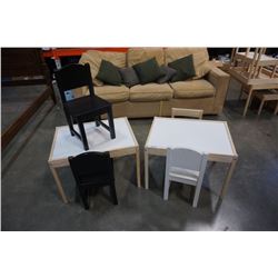 2 KIDS TABLES AND 5 CHAIRS