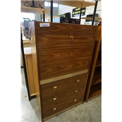2 pc illuminated drop front desk with drawers