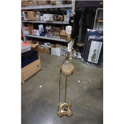 BRASS AND GLASS FLOOR LAMP