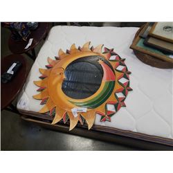 WOODEN DECORATIVE SUN/MOON MIRROR