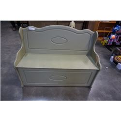 PAINTED GREEN STORAGE BENCH