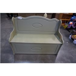 PAINTED GREEN STORAGE BENCH