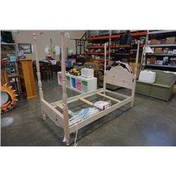 WHITE WOOD TWIN SIZE BED FRAME