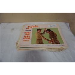 Stack of mid century movie advertisements