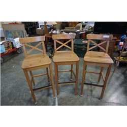 PAIR OF PINE BAR STOOLS