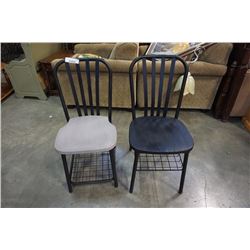 TWO WOOD PAND METAL CHAIRS