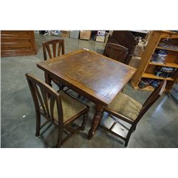 VINTAGE OAK DRAWLEAF DINING TABLE WITH 4 CHAIRS