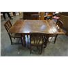 Image 2 : VINTAGE OAK DRAWLEAF DINING TABLE WITH 4 CHAIRS
