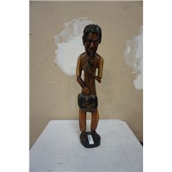 LARGE WOODEN SMOKING PIPE FIGURE 32IN TALL