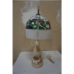 VINTAGED LEADED GLASS PELICAN LAMP