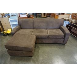 BROWN MICROFIBER URBAN BARN SOFA WITH REVERSABLE CHAISE