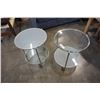 Image 1 : PAIR OF ROUND ROLLING GLASSTOP 2 TIER ENDTABLES