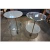 Image 2 : PAIR OF ROUND ROLLING GLASSTOP 2 TIER ENDTABLES
