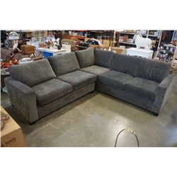LARGE GREY UPHOLSTERED HIDE A BED SECTIONAL PILLOWBACK