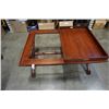Image 4 : POLO RALPH LAUREN COFFEE TABLE WITH 2 SERVING TRAY INSERTS - ROSEWOOD