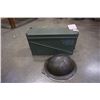 Image 2 : WW2 ARMY HELMET WITH LINER AND AMMO BOX FOR 40MM LINKED CARTRIDGES