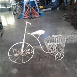 White decorative metal tricycle plant holder