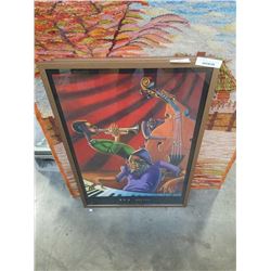 FRAMED JUSTIN BUA "JAZZ TRIO" 25-3/8" X 37-1/4"