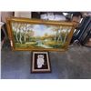 Image 1 : Large oil on canvas and needlepoint