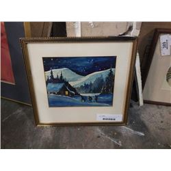 Water color on paper unsigned looks to be returning home at moonlight by Peter ewart