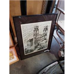 Signed framed building art