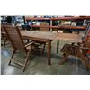 Image 16 : WOOD PATIO TABLE, 2 LEAFS AND 4 CHAIRS