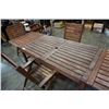 Image 17 : WOOD PATIO TABLE, 2 LEAFS AND 4 CHAIRS