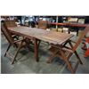 Image 18 : WOOD PATIO TABLE, 2 LEAFS AND 4 CHAIRS