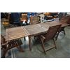 Image 19 : WOOD PATIO TABLE, 2 LEAFS AND 4 CHAIRS