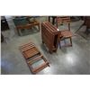Image 3 : WOOD FOLDING PATIO TABLE AND 2 IKEA FOLDING WOOD CHAIRS