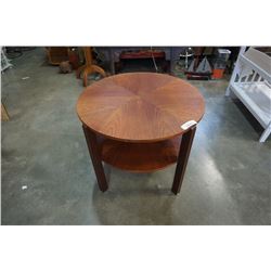 GORGEOUS ROUND TEAK 2-TIER END TABLE