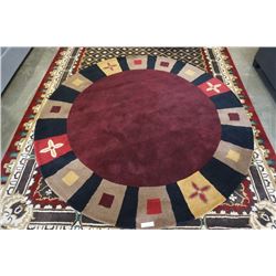 HAND MADE IN INDIA 100% WOOL AREA CARPET 7FT DIAMETER - RETAIL $1484