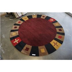 HAND MADE IN INDIA 100% WOOL AREA CARPET 7FT DIAMETER - RETAIL $1484