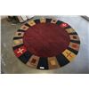 Image 1 : HAND MADE IN INDIA 100% WOOL AREA CARPET 7FT DIAMETER - RETAIL $1484