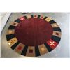 Image 2 : HAND MADE IN INDIA 100% WOOL AREA CARPET 7FT DIAMETER - RETAIL $1484