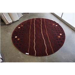 HAND MADE IN INDIA 100% WOOL AREA CARPET 7FT DIAMETER - RETAIL $1484