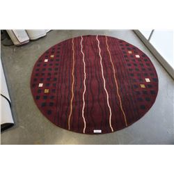 HAND MADE IN INDIA 100% WOOL AREA CARPET 7FT DIAMETER - RETAIL $1484