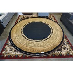 HAND MADE IN INDIA 100% WOOL AREA CARPET 7FT 11IN DIAMETER  - RETAIL $1880