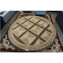 HAND MADE IN INDIA 100% WOOL AREA CARPET 8FT DIAMETER - RETAIL $1939