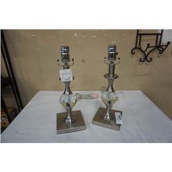 2 HOME SENSE TABLE LAMPS - BRUSHED METAL AND ACRYLIC