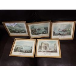 SET OF 5 ANTIQUE W.H. BARTLEFT PRINTS