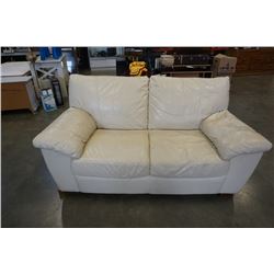 WHITE LEATHER LOVESEAT