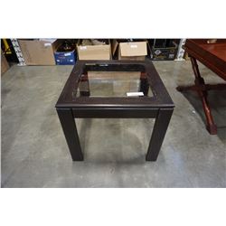 Glass insert bevelled glass end table