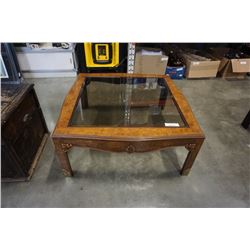 Glass insert rectangle coffee table