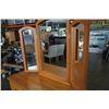 Image 9 : PINE DRESSER W/ TRIFOLD MIRROR-  30-1/4IN TALL 17-1/2IN DEEP, 57-1/4IN WIDE, MIRROR 46-1/2IN WIDE 39