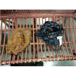 DIAMOND BACKCATCHER MASK AND SHOELESS BACKCATCHERS MITT