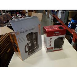 AS NEW COFFEE MAKER AND KONWIN FAN HEATER