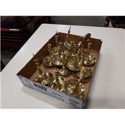 Box of brass candle holders