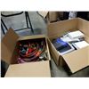 Image 1 : BOX OF CANDLE HOLDERS, CHRISTMAS PLATES AND BOX OF MODEMS